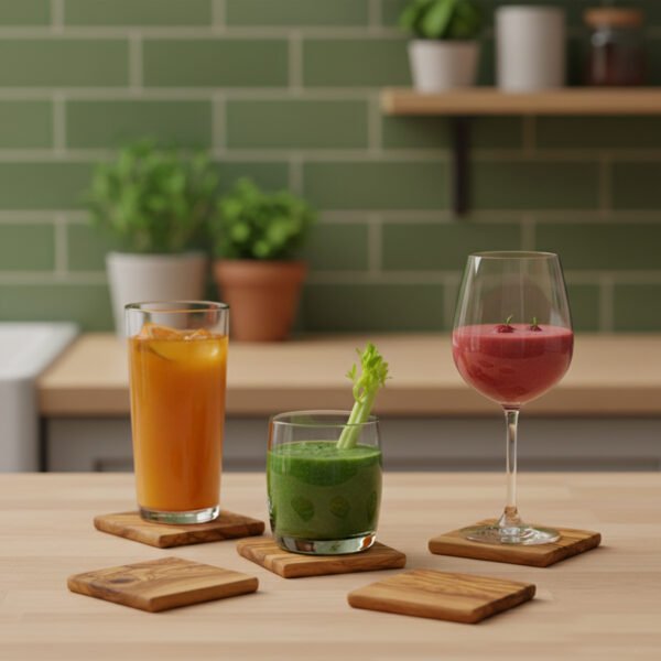 6 magnifiques dessous de verre en bois d'olivier